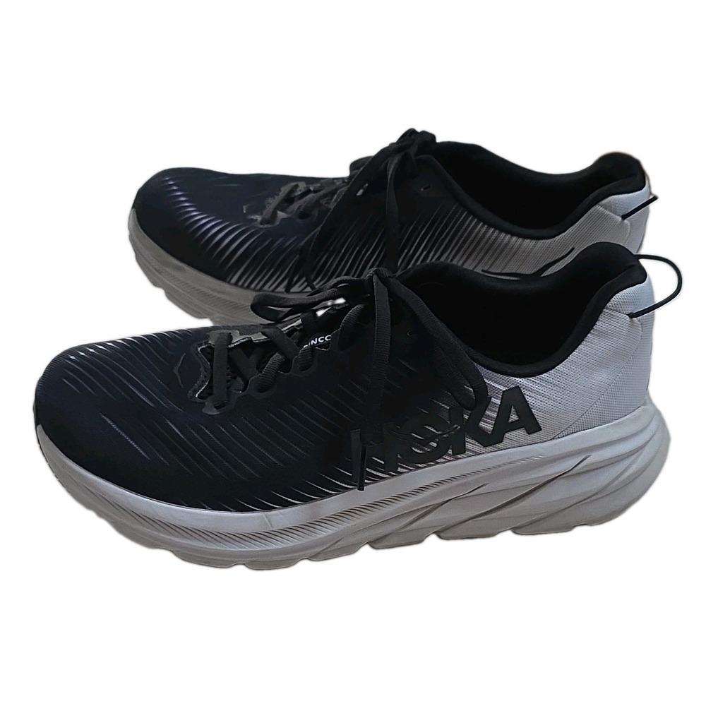 Hoka One One Rincon 3 Wide Black White Men's Running Shoes Size 7.5/2E